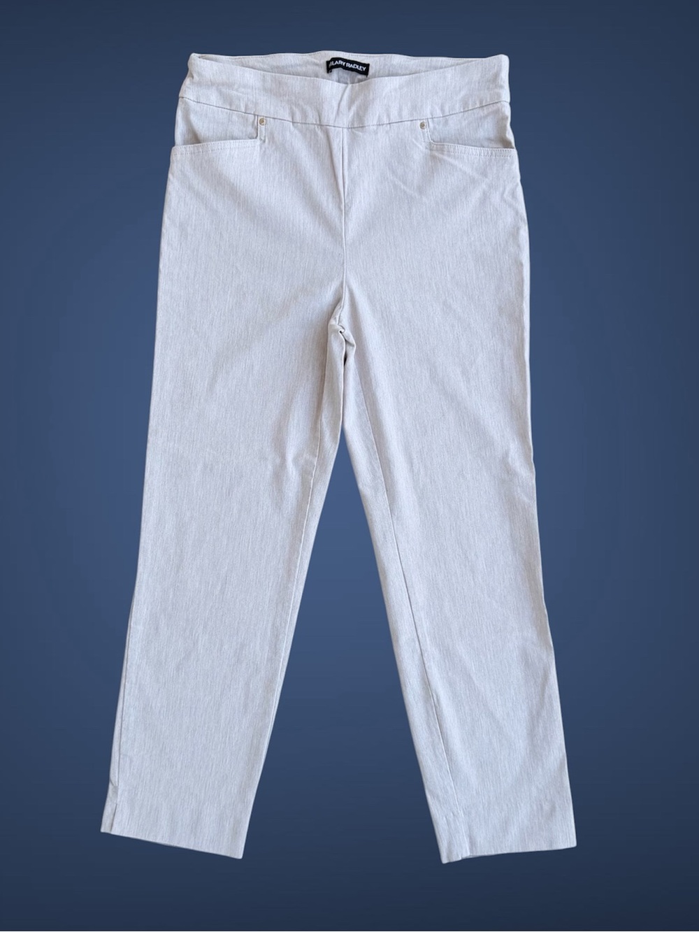 Hilary Radley Heather Beige Mid-Rise Slim Leg Pull-On Stretch Pants ~ Women’s M